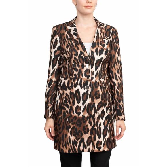 NEW JOHN MEYER COLLECTION leopard print long jacket & stretch crepe pant set in - Picture 2 of 8